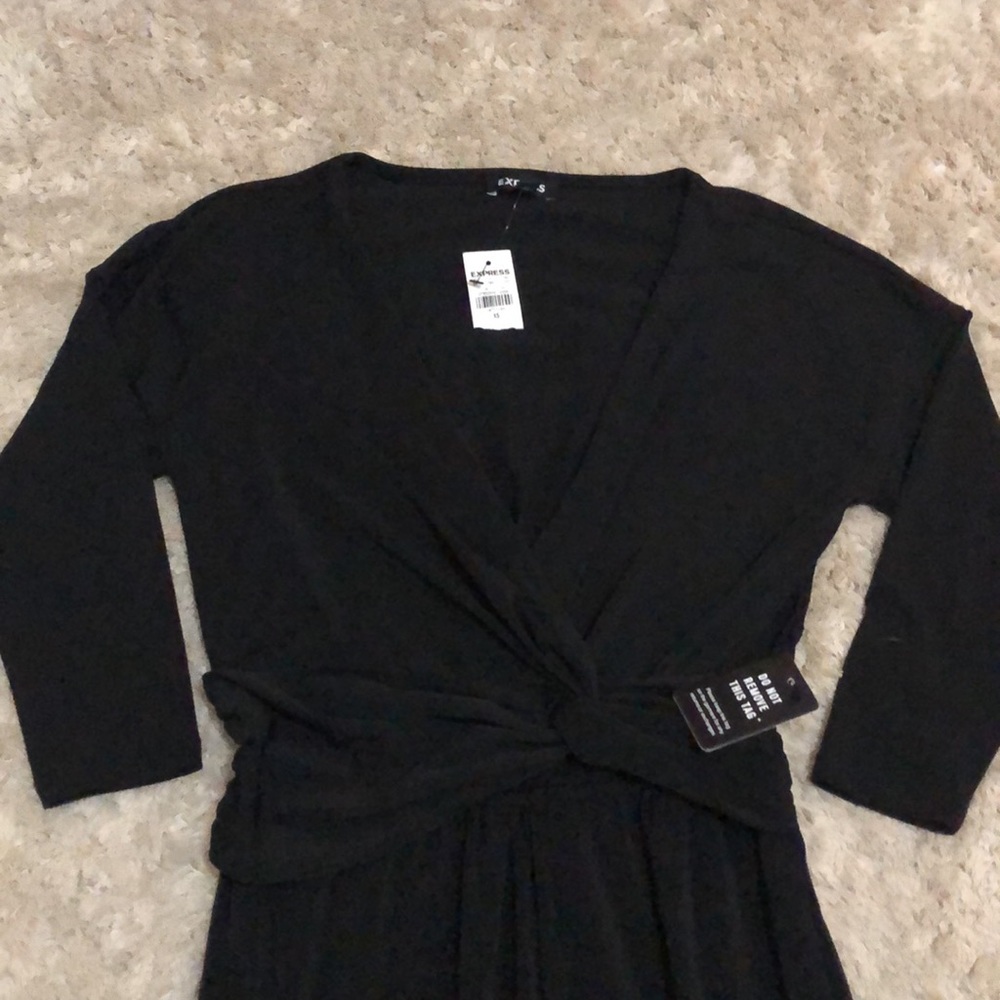 NWT! Black express jumper, cross front, size XS, 3/4 sleeve